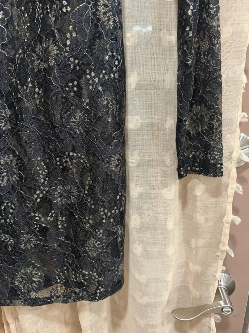 NWT Charles Henry Black Lace Long-Sleeve Mini Dress with Gold Accents small - Picture 7 of 7